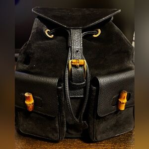 Vintage Gucci Bamboo Suede Backpack